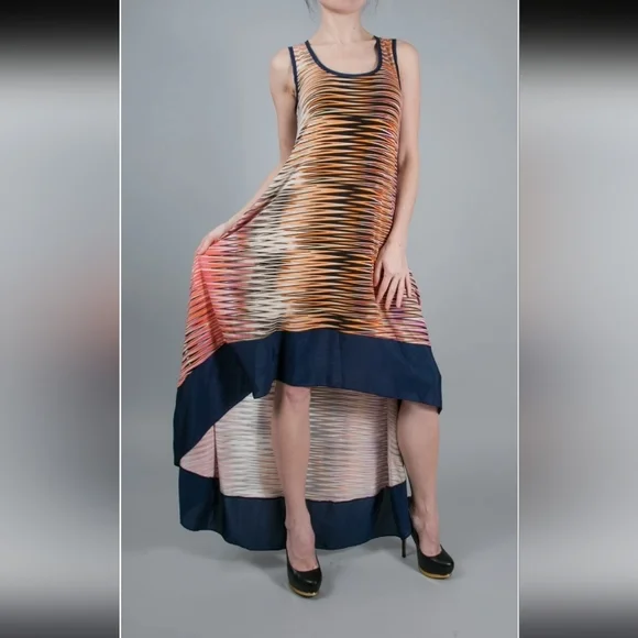 🦄 Elegant Multicolor Sleeveless Dress Size Large 24" And Stretchy - Picture 1 of 15